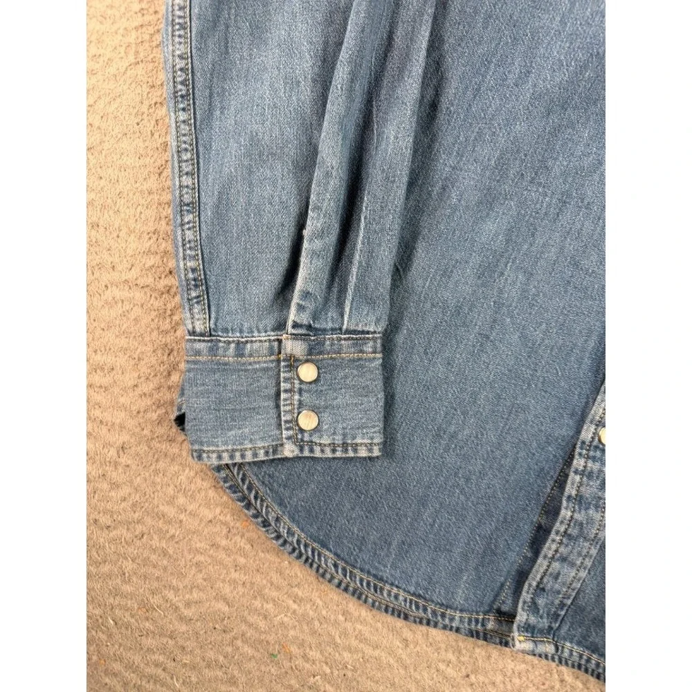 Levi's Pearl Snap Shirt Mens Medium Denim Western Blue Long Sleeve Western
